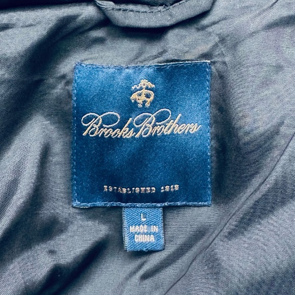 Brooks Brothers Down Black Parka Puffer Jacket Mens Large Quilted Coat L - Picture 2 of 8